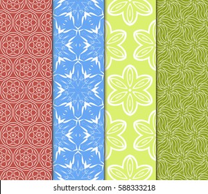 set of decorative geometric floral pattern. seamless vector illustration. for wallpaper, invitation, fabric textile