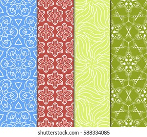 set of decorative geometric floral pattern. seamless vector illustration. for wallpaper, invitation, fabric textile