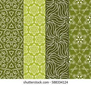 set of decorative geometric floral pattern. seamless vector illustration. for wallpaper, invitation, fabric textile