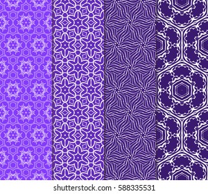 set of decorative geometric floral pattern. seamless vector illustration. for wallpaper, invitation, fabric textile
