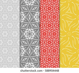 set of decorative geometric floral pattern. seamless vector illustration. for wallpaper, invitation, fabric textile