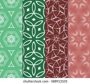 set of decorative geometric floral pattern. seamless vector illustration. for wallpaper, invitation, fabric textile