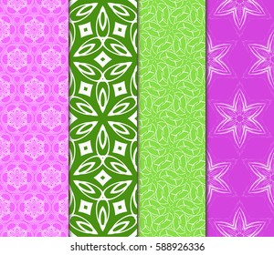 set of decorative geometric floral pattern. seamless vector illustration. for wallpaper, invitation, fabric textile