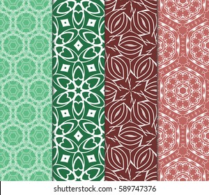 set of decorative geometric floral pattern. seamless vector illustration. for wallpaper, invitation, fabric textile