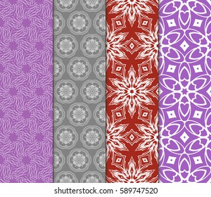 set of decorative geometric floral pattern. seamless vector illustration. for wallpaper, invitation, fabric textile