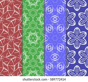 set of decorative geometric floral pattern. seamless vector illustration. for wallpaper, invitation, fabric textile
