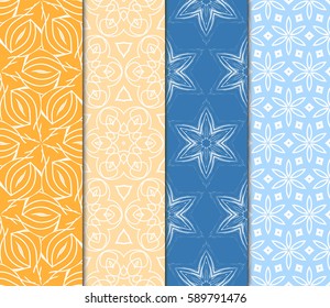 set of decorative geometric floral pattern. seamless vector illustration. for wallpaper, invitation, fabric textile