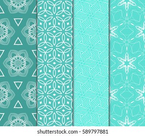set of decorative geometric floral pattern. seamless vector illustration. for wallpaper, invitation, fabric textile