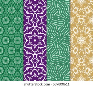 set of decorative geometric floral pattern. seamless vector illustration. for wallpaper, invitation, fabric textile