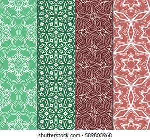 set of decorative geometric floral pattern. seamless vector illustration. for wallpaper, invitation, fabric textile