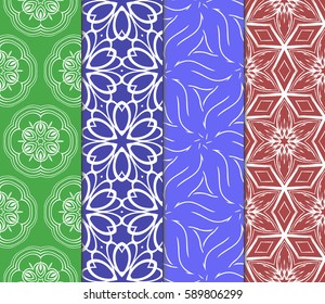 set of decorative geometric floral pattern. seamless vector illustration. for wallpaper, invitation, fabric textile
