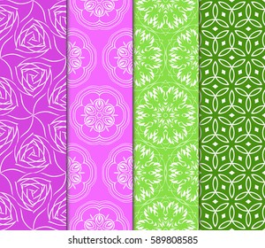 set of decorative geometric floral pattern. seamless vector illustration. for wallpaper, invitation, fabric textile