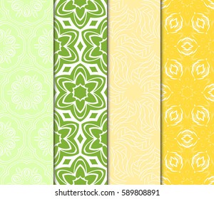 set of decorative geometric floral pattern. seamless vector illustration. for wallpaper, invitation, fabric textile
