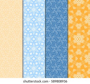 set of decorative geometric floral pattern. seamless vector illustration. for wallpaper, invitation, fabric textile