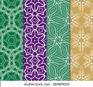 set of decorative geometric floral pattern. seamless vector illustration. for wallpaper, invitation, fabric textile