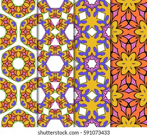 set of decorative geometric floral pattern. seamless vector illustration. for wallpaper, invitation, fabric textile