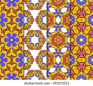set of decorative geometric floral pattern. seamless vector illustration. for wallpaper, invitation, fabric textile