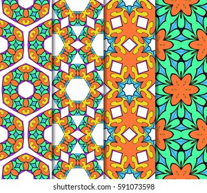 set of decorative geometric floral pattern. seamless vector illustration. for wallpaper, invitation, fabric textile