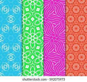 set of decorative geometric floral pattern. seamless vector illustration. for wallpaper, invitation, fabric textile