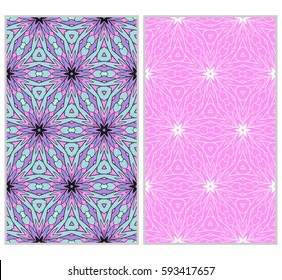 set of decorative geometric floral pattern. seamless vector illustration. for wallpaper, invitation, fabric textile