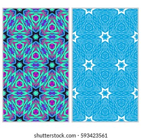 set of decorative geometric floral pattern. seamless vector illustration. for wallpaper, invitation, fabric textile