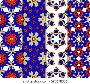 set of decorative geometric floral pattern. seamless vector illustration. for wallpaper, invitation, fabric textile
