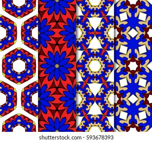 set of decorative geometric floral pattern. seamless vector illustration. for wallpaper, invitation, fabric textile