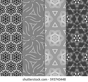 set of decorative geometric floral pattern. seamless vector illustration. for wallpaper, invitation, fabric textile