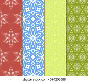 set of decorative geometric floral pattern. seamless vector illustration. for wallpaper, invitation, fabric textile