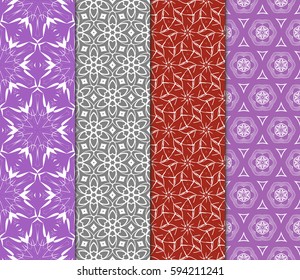 set of decorative geometric floral pattern. seamless vector illustration. for wallpaper, invitation, fabric textile