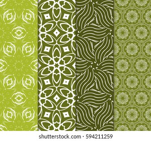 set of decorative geometric floral pattern. seamless vector illustration. for wallpaper, invitation, fabric textile
