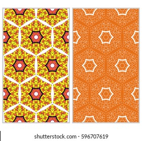 set of decorative geometric floral pattern. seamless vector illustration. for wallpaper, invitation, fabric textile