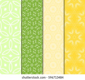 set of decorative geometric floral pattern. seamless vector illustration. for wallpaper, invitation, fabric textile