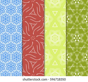 set of decorative geometric floral pattern. seamless vector illustration. for wallpaper, invitation, fabric textile