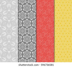set of decorative geometric floral pattern. seamless vector illustration. for wallpaper, invitation, fabric textile