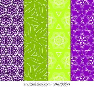 set of decorative geometric floral pattern. seamless vector illustration. for wallpaper, invitation, fabric textile