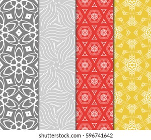 set of decorative geometric floral pattern. seamless vector illustration. for wallpaper, invitation, fabric textile