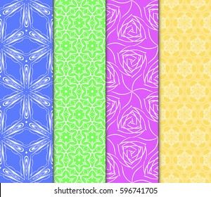 set of decorative geometric floral pattern. seamless vector illustration. for wallpaper, invitation, fabric textile