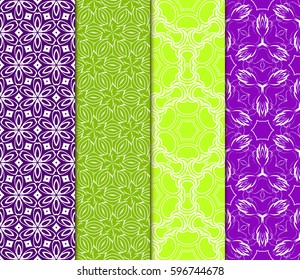 set of decorative geometric floral pattern. seamless vector illustration. for wallpaper, invitation, fabric textile