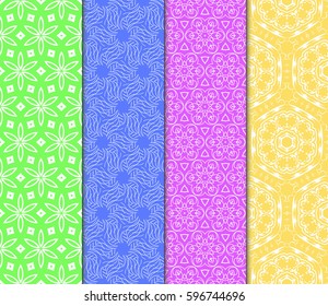 set of decorative geometric floral pattern. seamless vector illustration. for wallpaper, invitation, fabric textile