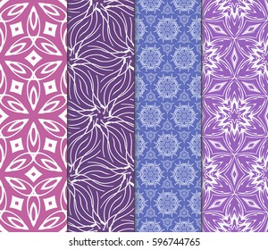 set of decorative geometric floral pattern. seamless vector illustration. for wallpaper, invitation, fabric textile