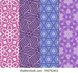 set of decorative geometric floral pattern. seamless vector illustration. for wallpaper, invitation, fabric textile