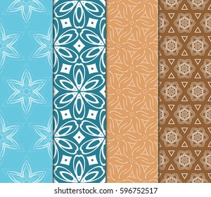 set of decorative geometric floral pattern. seamless vector illustration. for wallpaper, invitation, fabric textile