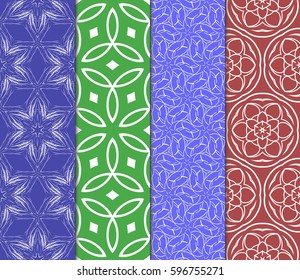 set of decorative geometric floral pattern. seamless vector illustration. for wallpaper, invitation, fabric textile