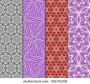 set of decorative geometric floral pattern. seamless vector illustration. for wallpaper, invitation, fabric textile