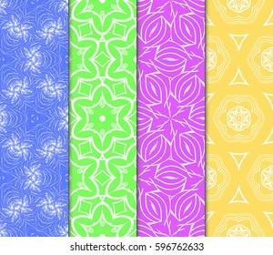 set of decorative geometric floral pattern. seamless vector illustration. for wallpaper, invitation, fabric textile