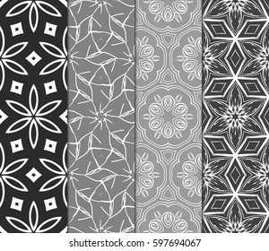 set of decorative geometric floral pattern. seamless vector illustration. for wallpaper, invitation, fabric textile