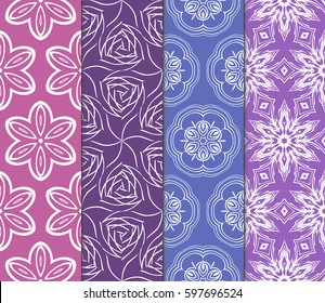set of decorative geometric floral pattern. seamless vector illustration. for wallpaper, invitation, fabric textile