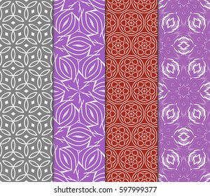 set of decorative geometric floral pattern. seamless vector illustration. for wallpaper, invitation, fabric textile