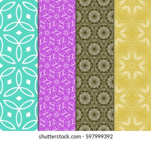 set of decorative geometric floral pattern. seamless vector illustration. for wallpaper, invitation, fabric textile